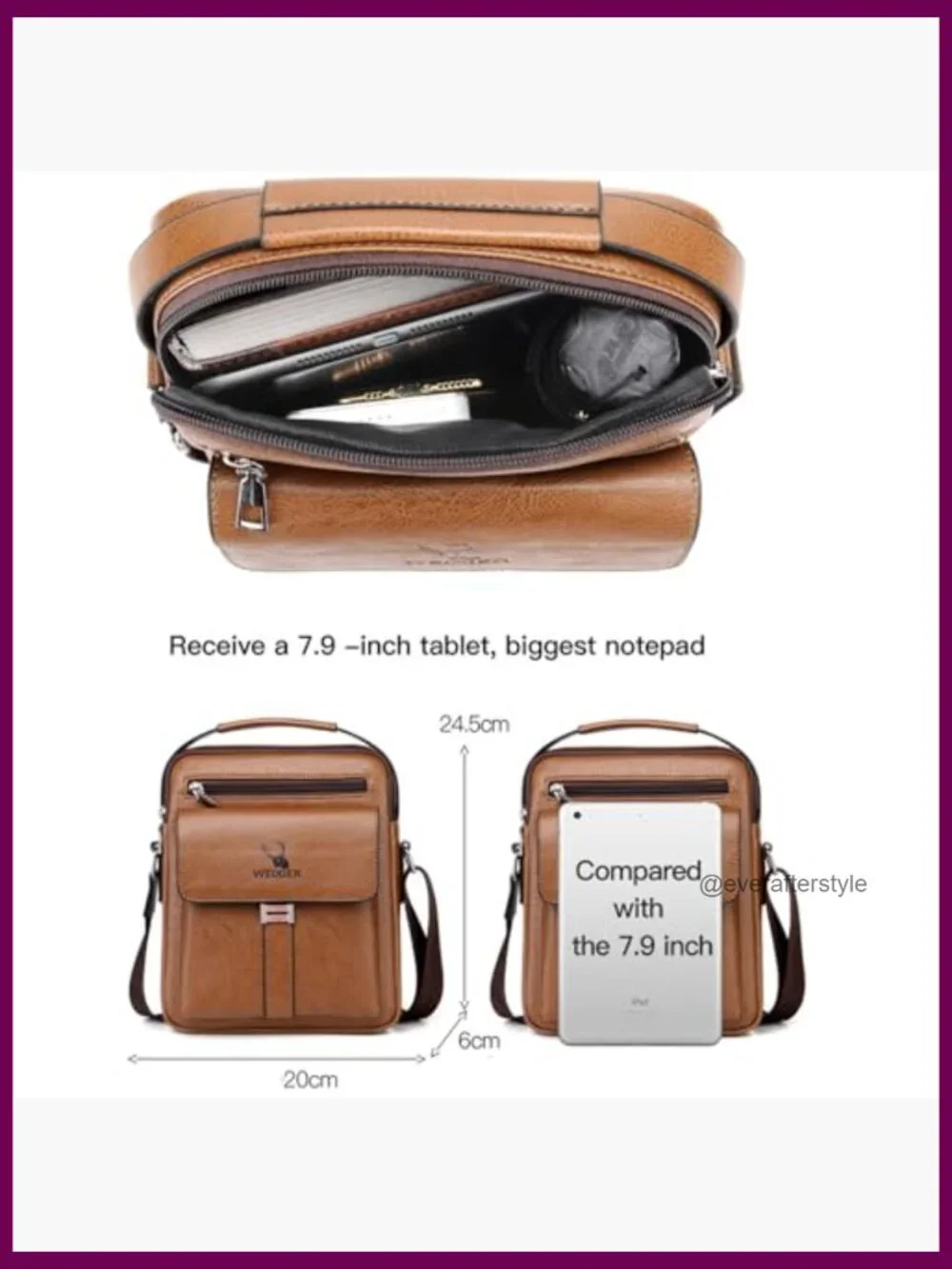 Vintage PU Leather Messenger Bag Crossbody Shoulder Purse Satchel Pouch